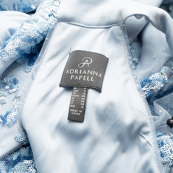 Adrianna Papell - Sleeveless Floral Sequin Lightweight Mesh Gown - Picture 4 of 12